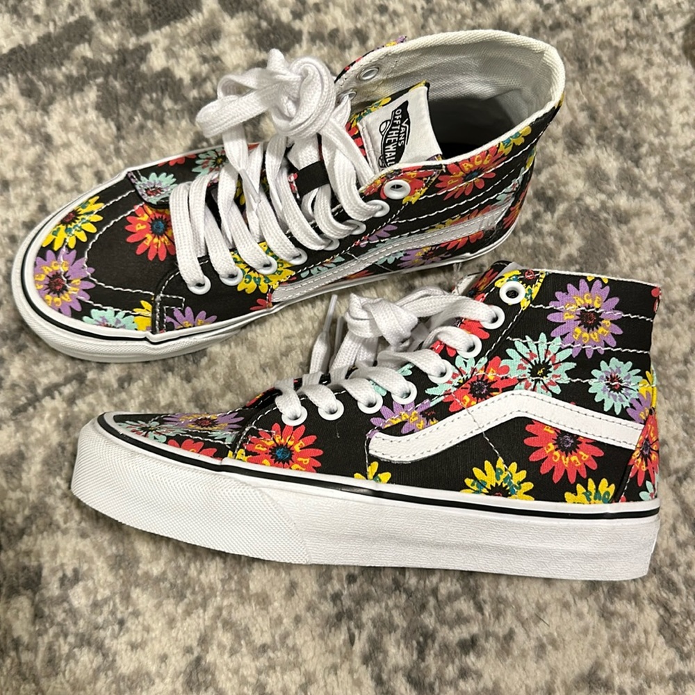 Vans high top flowers